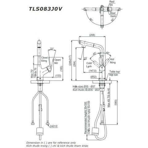 Vòi Lavabo TOTO TLS083J0V Nóng Lạnh Rút Dây Thân Cao