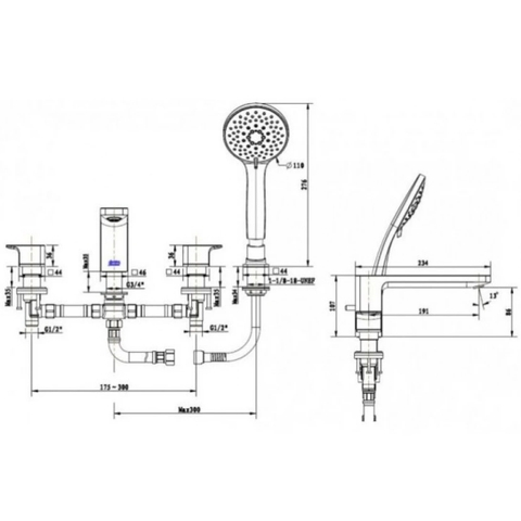 Vòi Xả Bồn Tắm American Standard WF-1300BHG Acacia E Nóng Lạnh Màu Ghi