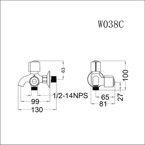 Vòi sen tắm nước lạnh Caesar W038C củ sen si
