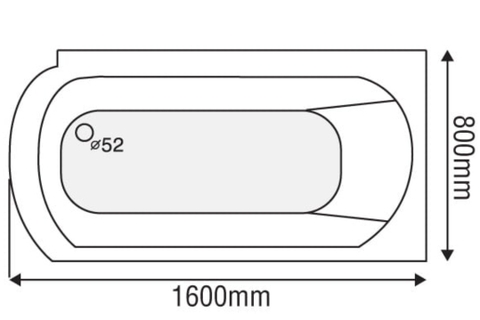 Bồn tắm dài 1 yếm Euroca EU3-1680 dài 1m6