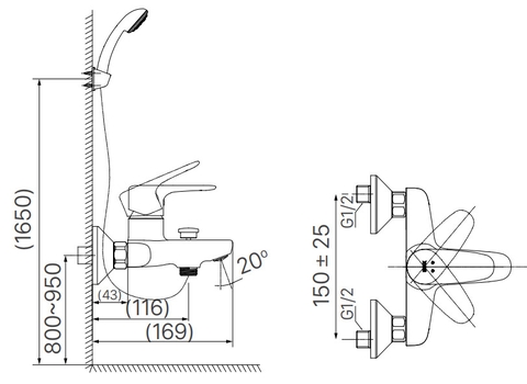 Vòi sen tắm nóng lạnh INAX BFV-1113S-1C  (BFV1113S-1C)