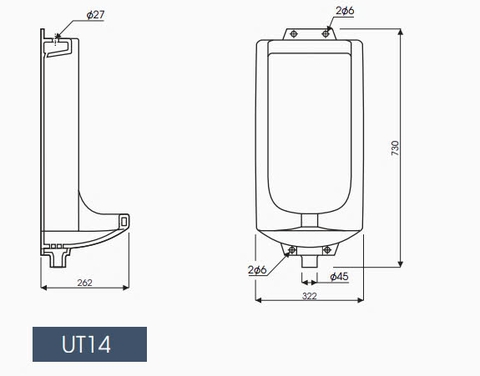 Bồn tiểu nam Thiên Thanh UT14 treo tường