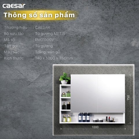 Tủ gương Caesar EM01100V