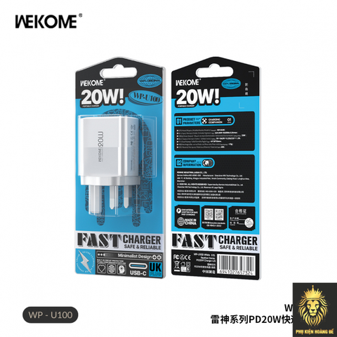 Cốc sạc TypeC Wekome U100 20w