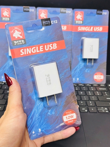 Cốc sạc USB Piko C12 12w- Cho Samsung/Iphone cắm đầu USB