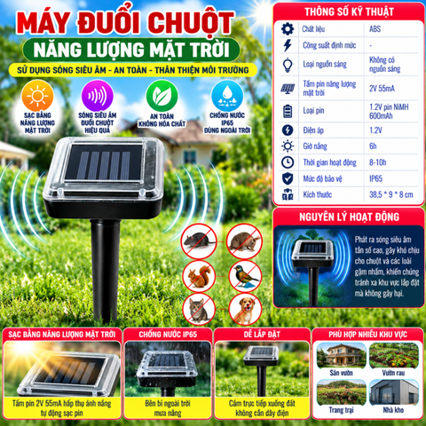 Máy Đuổi Chuột Năng Lượng Mặt Trời.