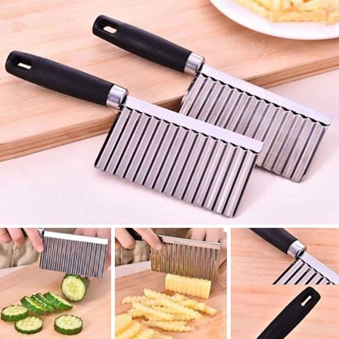Dao Cắt Lát Sóng Cán Nhựa Đen