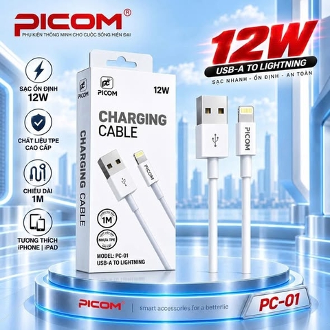 Cáp sạc Usb-Lighting Picom PC-01 18w