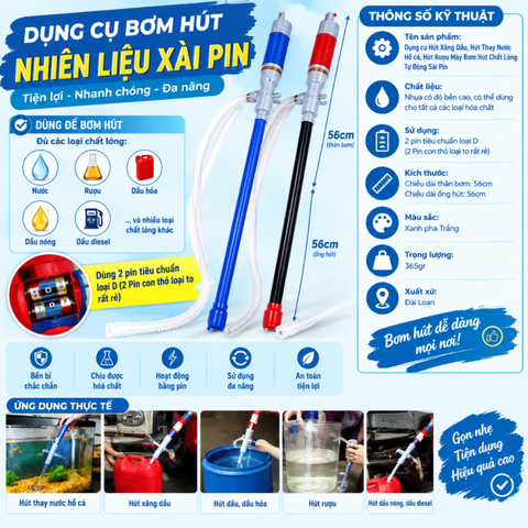 Dụng Cụ Bơm Hút Nhiên Liệu Bằng Pin.