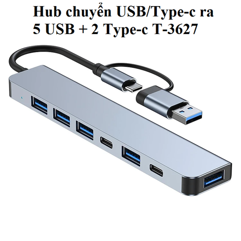 Hub chuyển USB/TypeC ra 5 USB + 2 TypeC T-3627