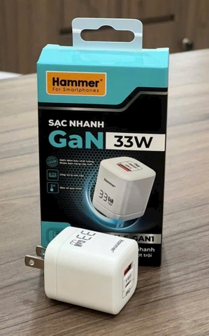 Cốc sạc 2 cổng GAN 33w Hammer H-S-GAN1 1C1A
