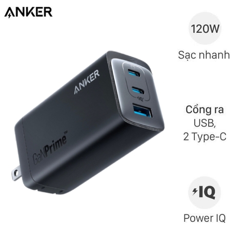 Cốc sạc Anker 737 GaNPrime 2C1A 120W Đen (Black) B2C_A2148111