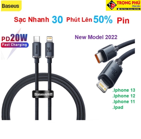 Cáp sạc TypeC-Lighting Baseus Crystal Shine 20W