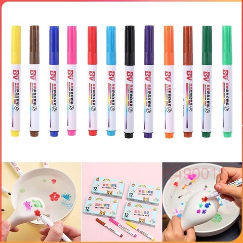 Bộ 12 Bút Vẽ Chữ Nổi Trên Nước Thần Kỳ Nhiều Màu Sắc.