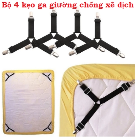 Bộ 4 dây Kẹp drap 3 chấu Inox Cố Định Ga Giường. màu ngẩu nhiên