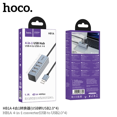 Hub chia 1usb ra 4 cổng usb 2.0 Hoco HB1A mới
