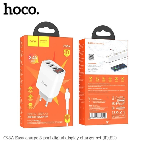 Bộ sạc Usb-Lighting Hoco C93A 3 cổng 3.4A