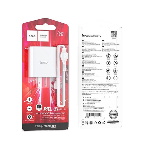 Bộ sạc TypeC-Lighting 20W HOCO C97 QC3.0