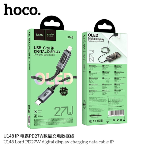 Cáp sạc TypeC-Lighting Hoco U148 27w đèn led báo