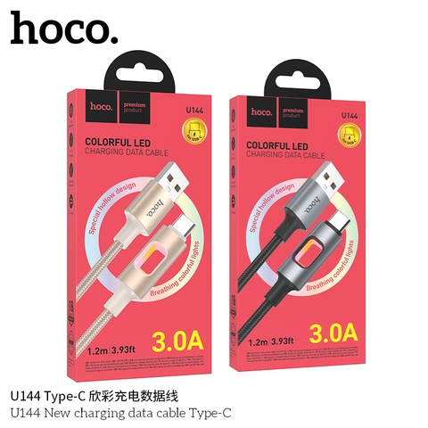 Cáp sạc Usb-TypeC Hoco U144 dây dù đèn led báo