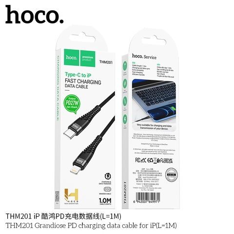 Cáp sạc TypeC-Lighting Hoco THM201