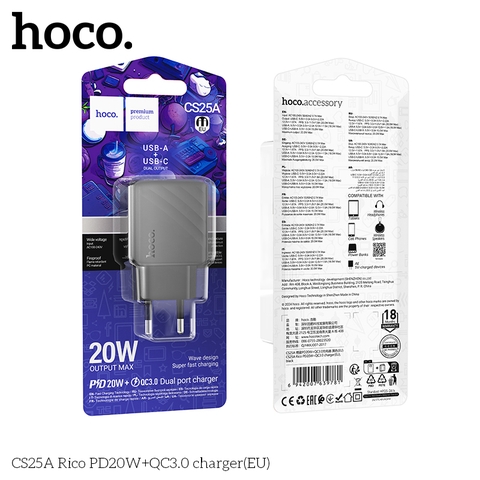 Cốc sạc 2 cổng Hoco Cs25A PD20w (1C1A)