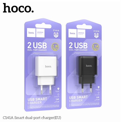Cốc sạc 2 cổng Hoco C141A (EU) thông minh