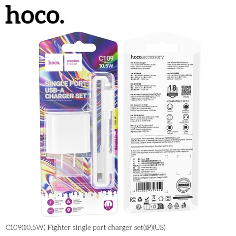 Bộ sạc Usb-Lighting Hoco C109/C109A 10.5w QC3.0