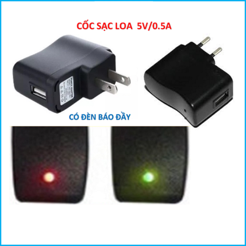 Cốc sạc Usb cho loa đen có đèn báo