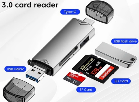 Đầu Đọc thẻ đa năng ATUD-17 OTG 3in1: USB, TypeC cắm thẻ nhớ SD, TF, Usb