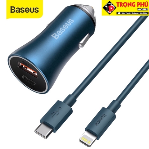 Tẩu Sạc ô tô 40w A+C Baseus Golden Contactor Pro Dual kèm cáp USB-C