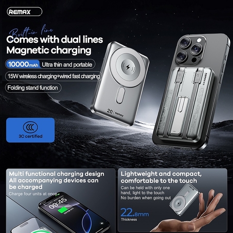 Sạc dự phòng sạc không dây 20W Remax CX-2 10.000mah.