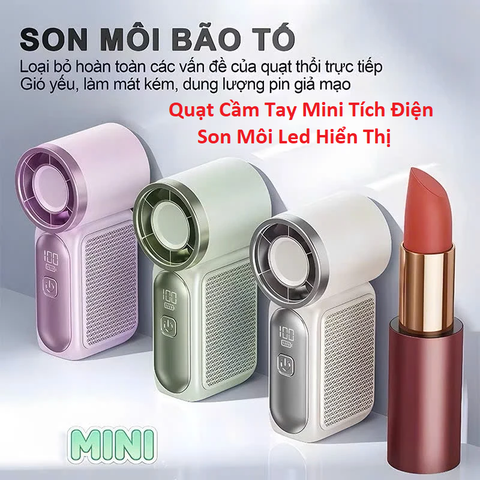 Quạt Cầm Tay Mini Tích Điện Son Môi Led Hiển Thị X688