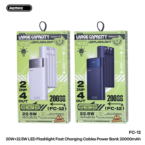 Sạc dự phòng Remax FC-12 20.000mah 22.5w đen