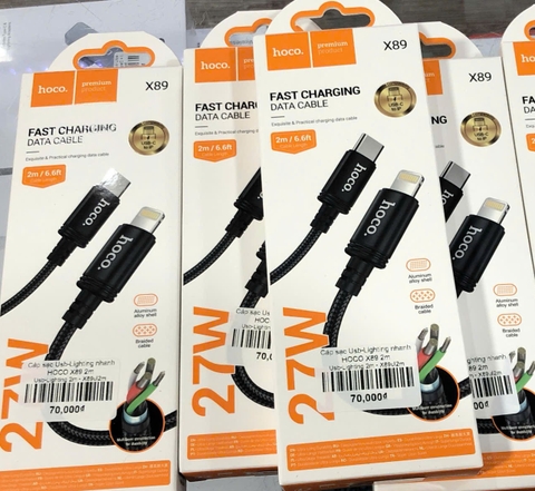 Cáp sạc TypeC-Lighting nhanh HOCO X89 2m