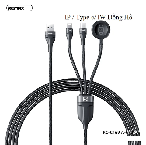 Cáp 3 đầu Remax RC-C169 (IW Đồng Hồ/ TypeC/ Lighting)