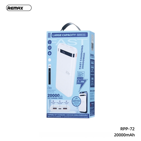 Sạc dự phòng Sạc Nhanh 22.5W Remax RPP-72 20.000mAh.