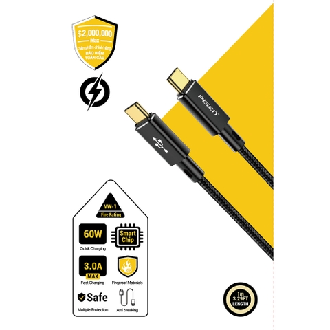 Cáp sạc TypeC-TypeC Pisen CC-PD12 QUICK Platinum