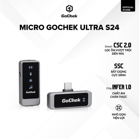 Micro thu âm Gocheck Ultra S24 - S2401, 2 đầu typeC + lighting, 1 Micro Không hộp sạc