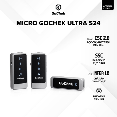 Micro thu âm Gocheck Ultra S24 - S2402, 2 đầu typeC + lighting, 2 Micro Không hộp sạc