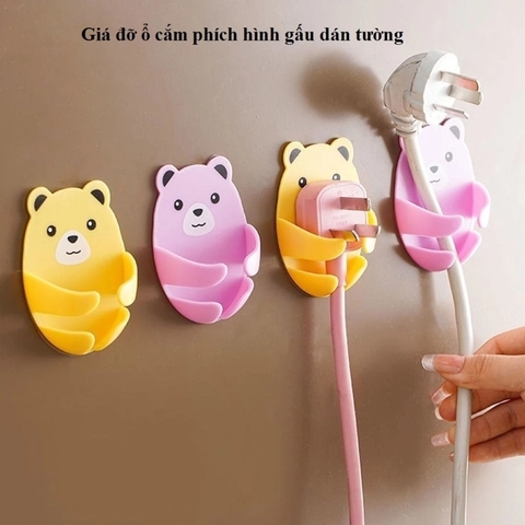 Kệ Giá đỡ ổ Cắm Phích Hình Gấu Dán Tường-10 cái