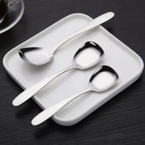 Muỗng ăn Cơm Từ Thép Không Gỉ Vuông 4.4x17cm
