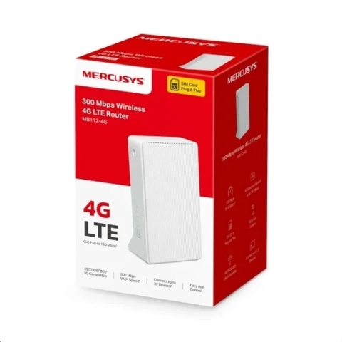 Cục modem Phát Wifi từ sim 4G LTE Mercusys MB112-4G Chính hãng (32 user) FV