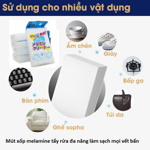 Combo 2 Mút xốp melamine tẩy rửa đa năng làm sạch mọi vết bẩn.