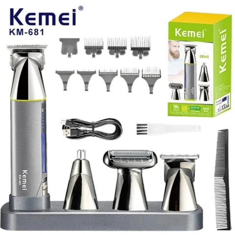 Tông Đơ Cắt Tóc Cạo Râu Tỉa Mũi 5in1 Kemei KM-681