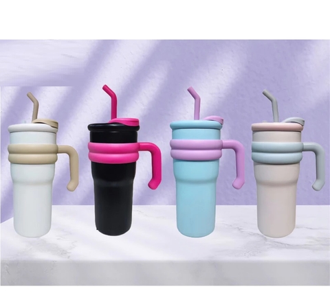 Ly nước giữ nhiệt Water Goblet trơn dán hình có quai cầm 700ml
