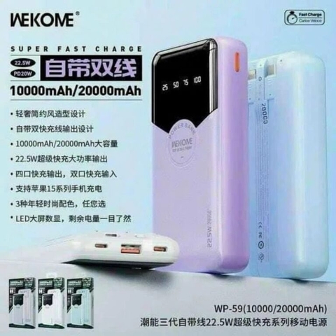 Sạc dự phòng Wekome WP-59 20.000mah 22.5w