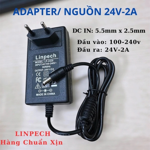 Sạc nguồn adapter chui lớn 5.5*2.5mm 24v 2A 48w linpech