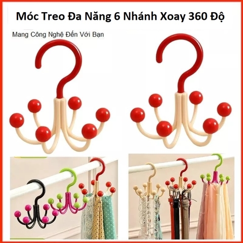 Móc Treo Đa Năng 6 Nhánh Bi Xoay 360 Độ màu ngẫu nhiên