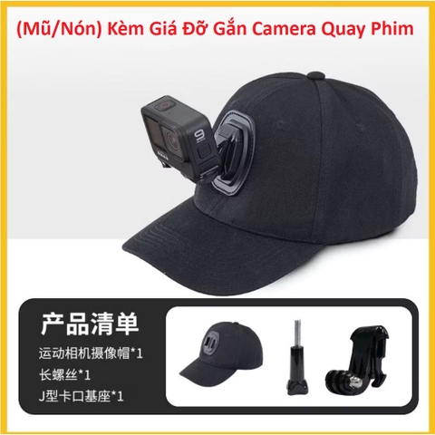 Mũ/Nón Kèm Giá Đỡ Gắn Camera thể thao Quay Phim, Gopro